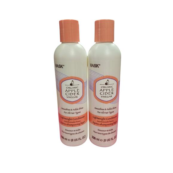 2‎ Bottles Hask 8 Oz Organic Apple Cider Vinegar Shine Lightweight Conditioner - Picture 1 of 2